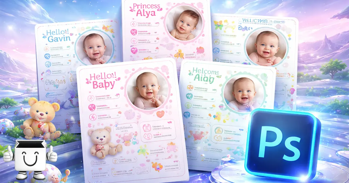 template biodata bayi psd